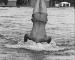 Athletic Jay Basselin performing water feats before his accident
